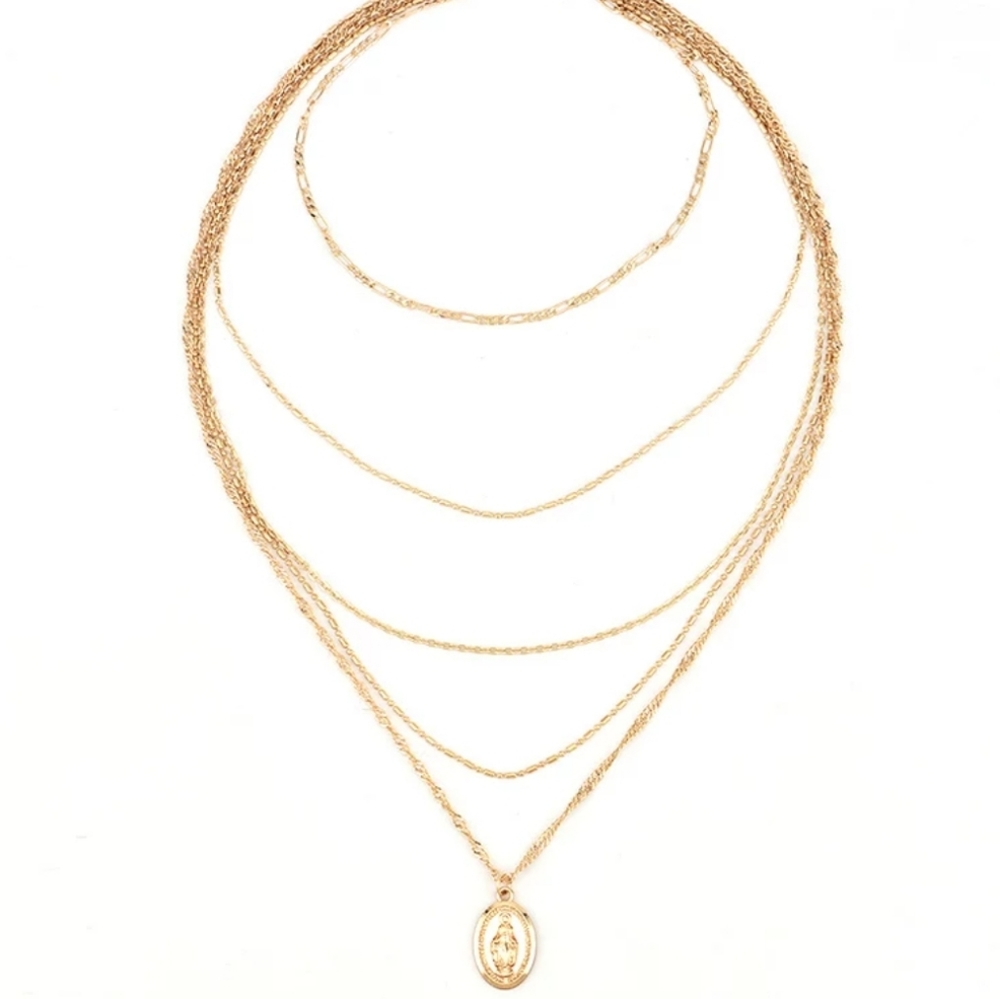 *Morgan* Layered Medallion Necklace - Picture 2 of 6